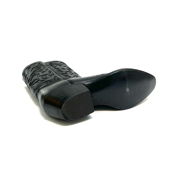 ROCKETBUSTER | Vintage 1990s black leather custom handmade floral cowboy boots - Picture 8 of 9